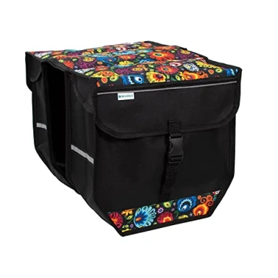 Image of BikyBag Model T Bicycle Double Panniers Bag Fashion Cycle Bike (Folklore Flowers)
