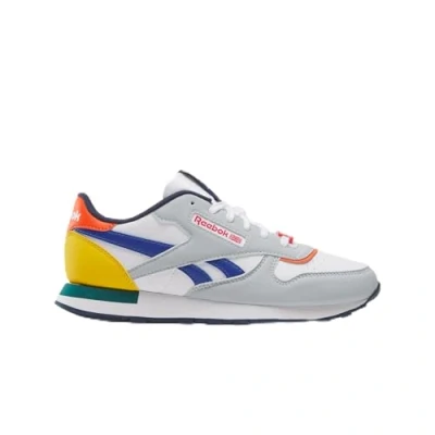 Image of Reebok Unisex Kid&#039;s Classic Leather Sneaker, Moon/VECTORNAVY/VECTORRED