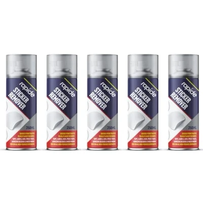 Image of Sticky Stuff Remove Sticker Remover Spray, Adhesive Gum, Goo, Tag, Tape Spray 250ml (5 Cans)