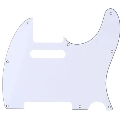 Image of Musiclily Pro 8 Hole Guitar Tele Pickguard for JPN Made Fender Japan Telecaster, 3Ply White