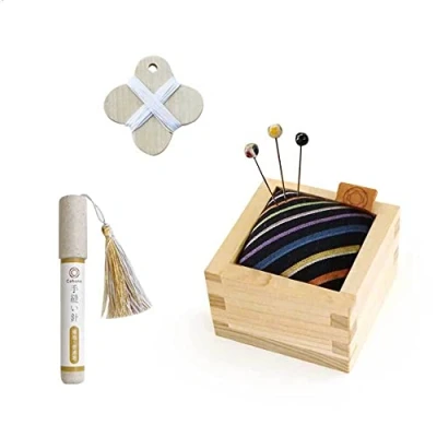 Image of Cohana Black Kokura Textile Pincushion Set 1