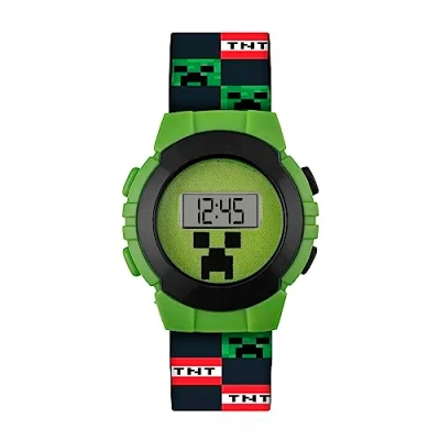 Image of Minecraft Boy&#039;s Digital Quartz Watch with Plastic Strap MIN4223 AMZ