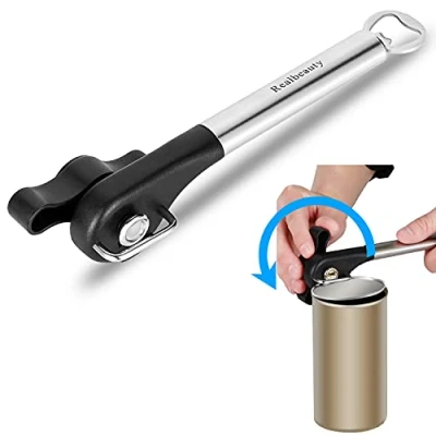 Image of 304 Stainless Steel Cutting 2 in 1 Can Opener Bottle Tin with Safety Smooth Harmless Edge for Kitchen