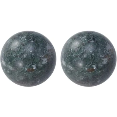 Image of 2pcs Natural Stone Massage Ball Meditation Fitness Hand Exercise Healing for Therapy Stress (Black)
