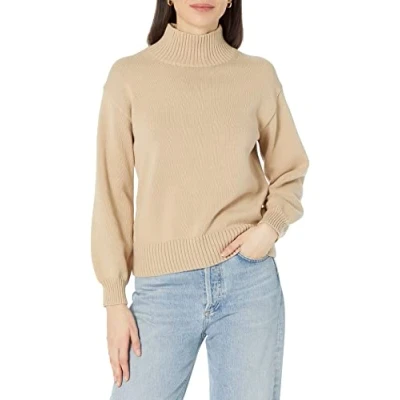 Image of Amazon Essentials Women&#039;s Cotton Funnel Neck Sweater (Available in Plus Size), Tan, S