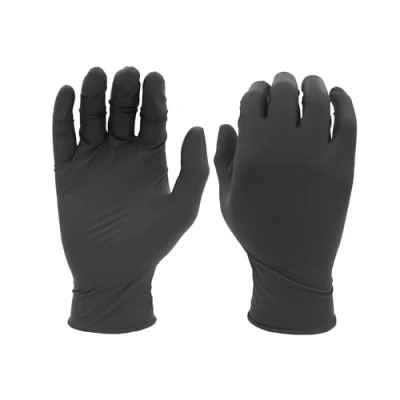 Image of SHOWA 6112PF Biodegradable Nitrile Powder Free Disposable Safety Glove, Black, Large, (1 Box of 100 Gloves)
