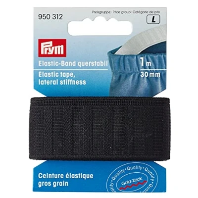 Image of Prym Elastic Tape, lateral stiffness, black, Polyester, 30 mm, schwarz, 1 m