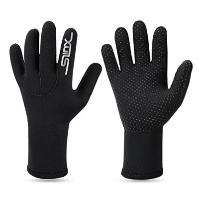 Image of QKURT 3mm Neoprene Wetsuit Gloves Warm Scuba Diving Gloves, Adult Five Finger Use for Diving, Surfing, Kayaking, Snorkeling, Sailing, Boating