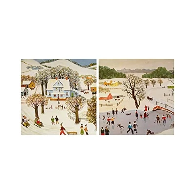 Image of UK Greetings Multipack of 16 Christmas Cards for Him/Her/Friend 2 Snow Scene Designs