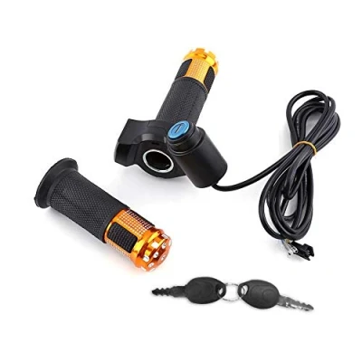 Image of Throttle Handlebar, Handle And Grip with LED Display Key Knock For Motorized Bicycle E Bike(Gold) Handlebar Bicycles Electric Bike Accelerator 48 Volt Ebike