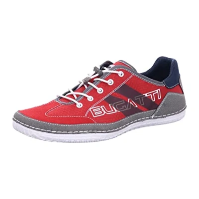 Image of bugatti Men&#039;s Fashionable Casual Sneaker with Logo Details and Flexible Sole, Red, 10.5 UK