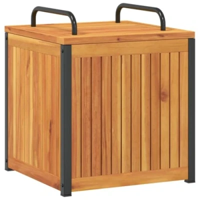Image of vidaXL Outdoor Cushion Box Brown Solid Acacia Wood &amp; Steel 45x45x45/53 cm