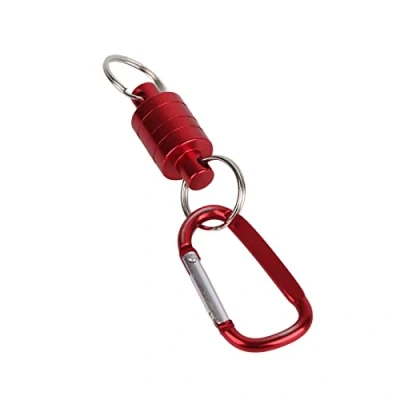 Image of VGEBY1 Magnetic Net Release, Portable Quick Release Keychain Aluminium Alloy Magnet Clip Holder for Fly Fishing Landing (Red)