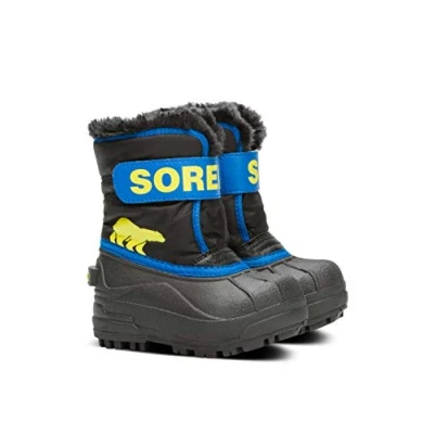 Image of Sorel Unisex Kids Snow Commander Winter Boots, Black X Super Blue Toddler, 4 UK