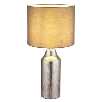 Image of Elden Table Lamp with Round Shade Silver Colored 1x E27