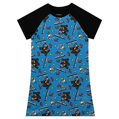 Image of Minecraft Girls Nightdress, Multicoloured, Age 11 to 12 Years
