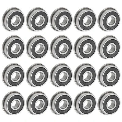 Image of uxcell F608 2RS Flanged Ball Bearing 8x22x7mm Double Sealed Chrome Steel Flange Bearings, 20pcs