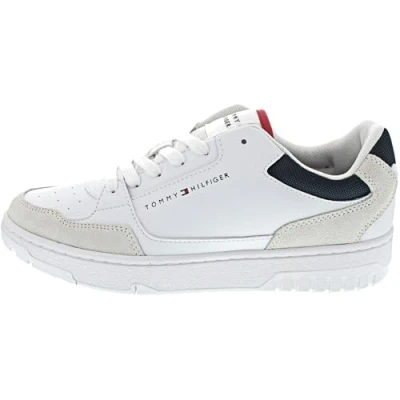 Image of Tommy Hilfiger Basket CORE MIX Trainers, Men&#039;s, Size: 6.5, White Leather and textile