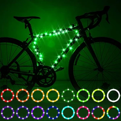Image of Waybelive LED Bike Frame Lights, Remote Control Bicycle Light, 16 Color Change by Yourself, Waterproof, Super Bright to Ride at Night. Good Gift for Kids(1 Tire, Multicolor)