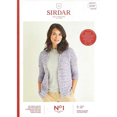 Image of Sirdar No.1 Stonewashed Aran Knitting Pattern Booklet 10107 Cardigan