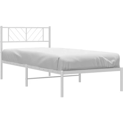 Image of vidaXL Metal Bed Frame without Mattress with Headboard White 90x190cm