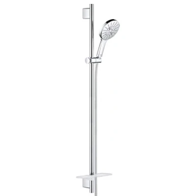 Image of GROHE Rainshower 130 Smartactive Shower Rail Set Water Saving 3 Spray 130mm Hand with 900mm Rail, 1750mm Silverflex Hose Chrome Finish and Made in Germany 26548000