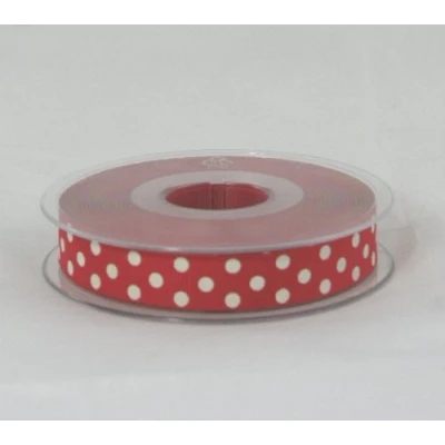 Image of Berisfords 15 mm Polka Dot Spotty Grosgrain Ribbon, Red/Ivory