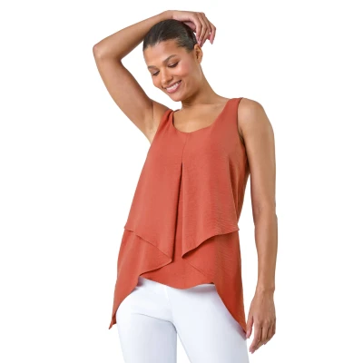 Image of Roman Womens Asymmetric Sleeveless Vest Top Pink Size 10 UK