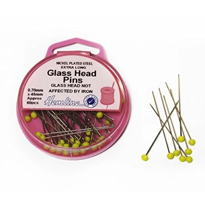 Image of 60 x Hemline Glass Head Pins 0.70mm 45mm