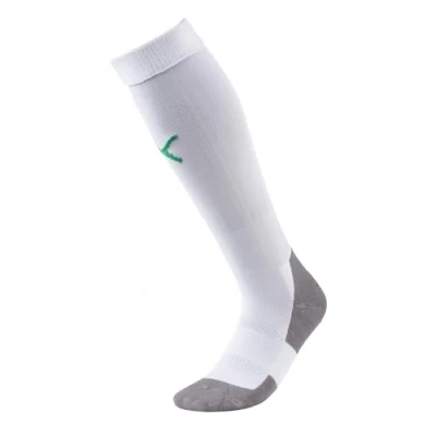 Image of PUMA Men&#039;s LIGA Core Football Socks, White/Pepper Green, Size 1