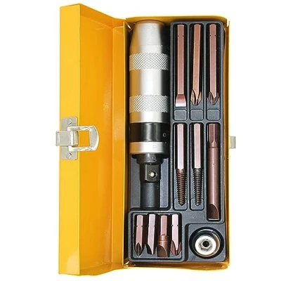 Image of Gonnely Screwdriver Set 12pcs Impact Decapitation Extractor Manual Reversible Screw Driver Kit Hand Tools Chrome Vanadium Steel Rod