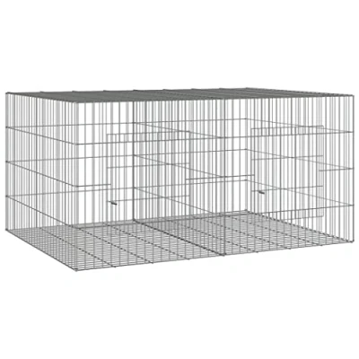 Image of &quot;vidaXL Rabbit Cage Spacious 2 Panel Design made from Durable Galvanised Iron Silver Color, Easy to Assemble&quot;
