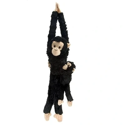 Image of Wild Republic 51 cm Hanging Monkey Chimp Mama with Baby Plush, Chimpanzee
