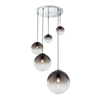 Image of Varus Cluster Pendant Ceiling Light Chrome Glass Shade 3x E27