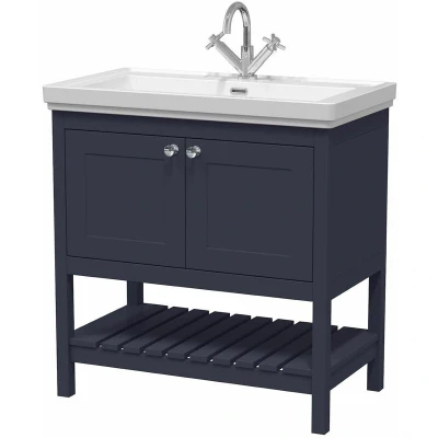 Image of Eastlake Dover Indigo Blue Traditional Freestanding Vanity Unit &amp; Basin 800mm
