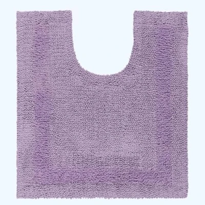 Image of HOMESCAPES Toilet Mat, Luxury 1600gsm Extra Soft 100% Cotton, Reversible Bathroom Mats Non Slip, Washable, Super Absorbent, Quick Dry, Lilac Purple Pedestal Rug for Toilet, 50 x 55 cm
