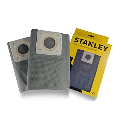 Image of Stanley Washable 20L Cloth Filter Bags for Wet and Dry Vacuum Cleaners Waschbaren Stofffilterbeuteln Gray 20 l Stofffilterbeutel Grey Pack of 2