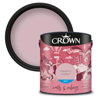 Image of Crown Walls &amp; Ceilings Matt Emulsion Paint, Size 2.5L, Raspberry Souffle