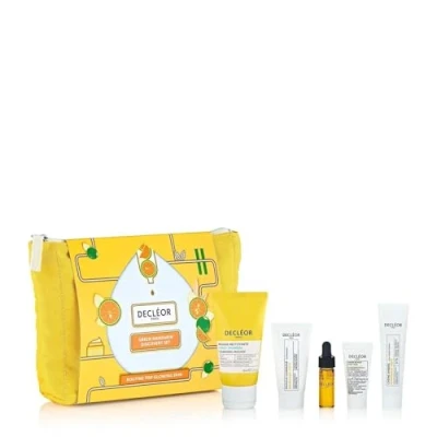 Image of Decleor Green Mandarin Glowing Discovery Set (Neroli Cleansing Mousse 50ml, Mand Scrub 15ml, Serum 4ml, Night 2.5ml, sun kissed cream 15ml)