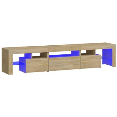 Image of vidaXL TV Cabinet with LED Lights Sonoma Oak 200x36.5x40 cm