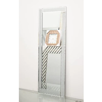 Image of Deenz Full Length Sparkle Silver Glitter &amp; Mirror Border Wall Frame Glass Living Room Lounge 40X110Cm The World&#039;S Largest Collection Of