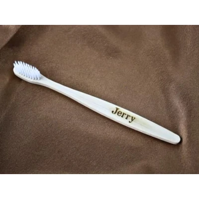 Image of Personalised Bamboo Natural 100% Eco Friendly White Engraved Toothbrush