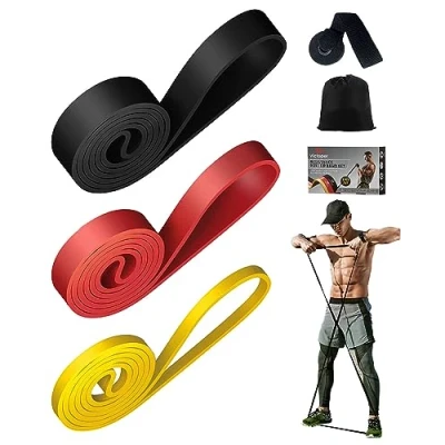 Image of Victoper Resistance Bands（3 Pieces）Pull up Bands Gym for Exercise Strength Training Fitness Pilates Yoga Stretch Toning，Pull Band Includ Door Anchor and Storage Bag