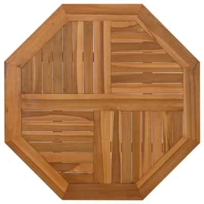 Image of vidaXL 80x80x2.5 cm Octagonal Teak Table Top for Garden Solid Wood with Parasol Hole, Easy Maintenance, Brown Surface