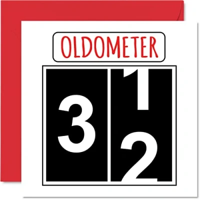 Image of Fun 32nd Birthday Cards for Men Woman Oldometer Happy Card Dad Mum Son Daughter Brother Sister Uncle Auntie Cousin, 145mm x Greeting Cards,