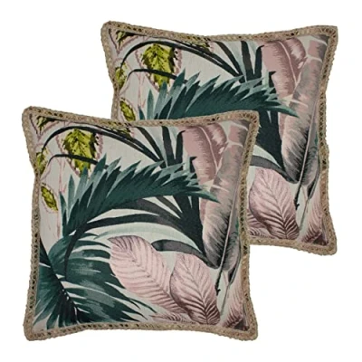 Image of furn. Amazonia Polyester Filled Cushions, (Twin Pack), Rayon, Green