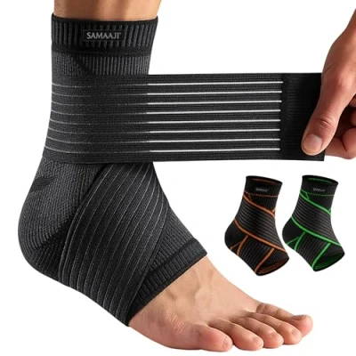 Image of Ankle Brace with Strap Sprained Support for Ligament Damage Plantar Fasciitis Achilles Tendonitis Relief Men &amp; Women Foot Sports Pain