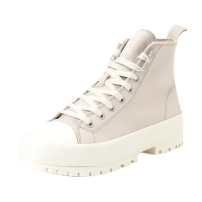 Image of Calvin Klein Jeans Lugged Hybrid MID Laceup Hightop trainers, Women&#039;s, Size: 3.5, Eggshell/creamy white Suede