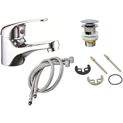 Image of EVOLVE Monobloc Basin Mixer Tap with Click Clack Waste and Flexi Full Brass