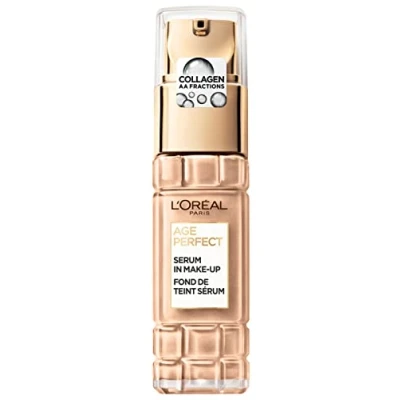 Image of L&#039;Oréal Paris Serum in Make Up For Mature Skin, Liquid Foundation with SPF 24, a Radiant Complexion, Age Perfect, No. 180 Golden Beige, 1 x 30 ml